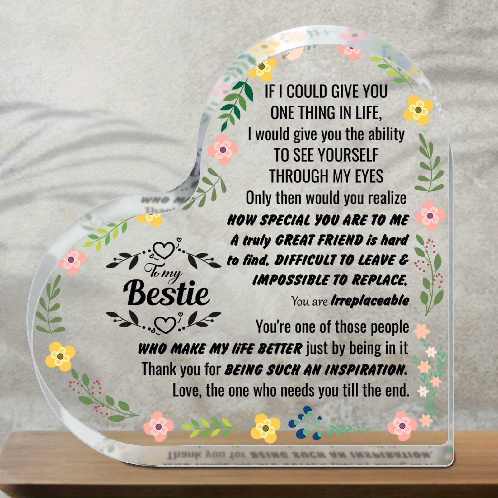 

Friend Gifts For Women Birthday, Friendship Gifts For Women Friends - Bestie Plaque For Female, Bestie Gifts For Women, Mothers Day Gifts For Friend I Love You Bestie Acrylic Paperweight