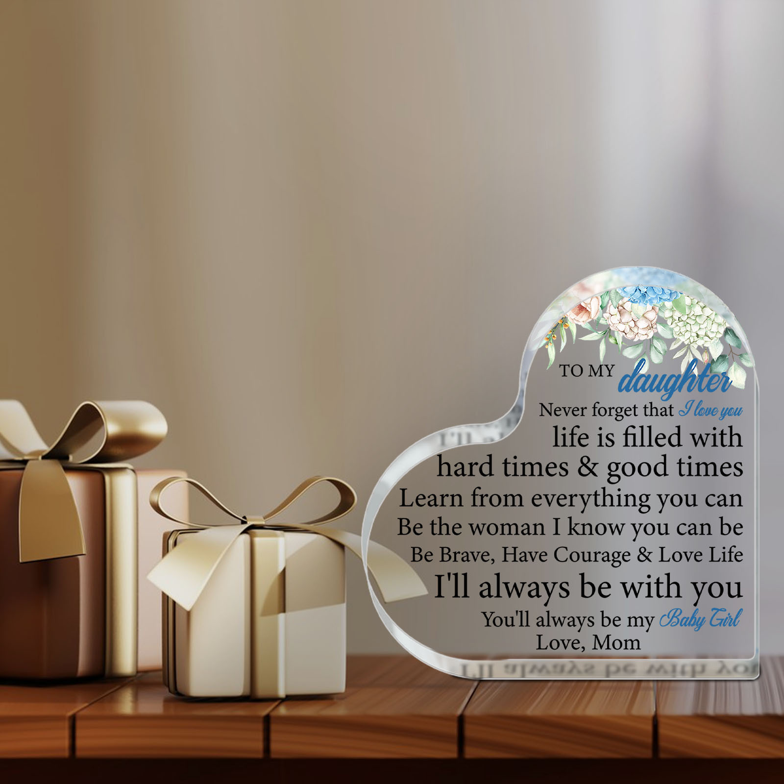 Personalized To My Daughter Heart Acrylic Plaque - Gift Idea From Mom To Daughter - You'll Always Be My Baby Girl