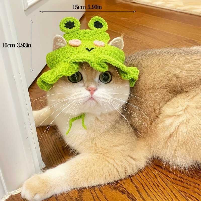 Cat Frogs Hat, Handmade Pet Hat- Cat Hat Pet Costume Big Eye Frog Cosplay  Cap for Kitten Puppy Party Accessories for Christmas Pet Birthday Holiday