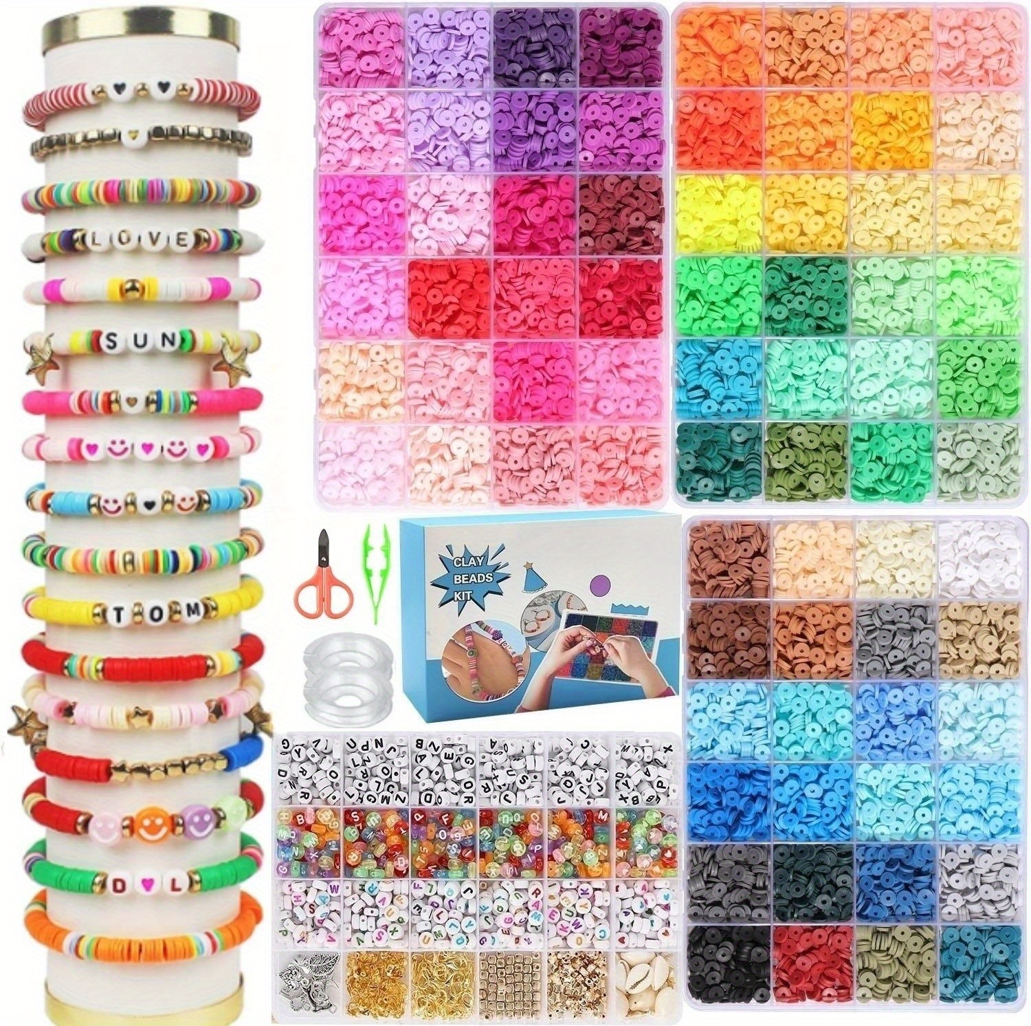 Fun And Easy Diy Bracelet Making Kit Includes Clay Beads - Temu