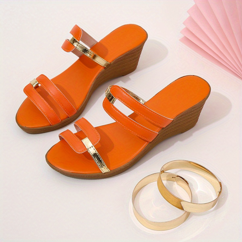 womens colorblock platform sandals slip on soft sole casual wedge slides versatile summer daily slides details 6