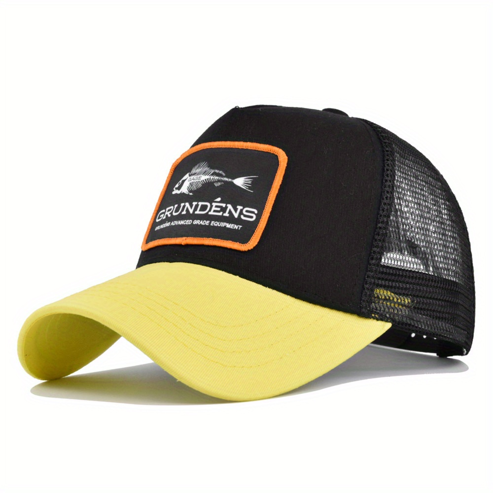 Fishbone Patch Mesh Trucker Hat Breathable Unisex Sunshade - Temu