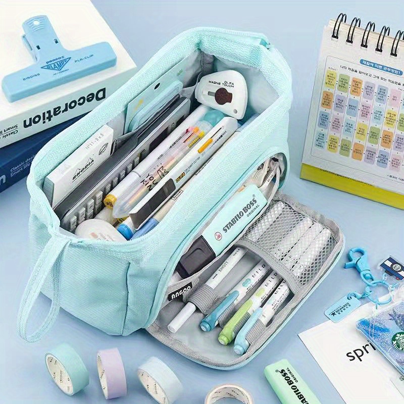  Big Capacity Pencil Case Zipper Pencil Pouch Aesthetic for  Girls Kids Adults Pen Case for School Office Blue : Office Products