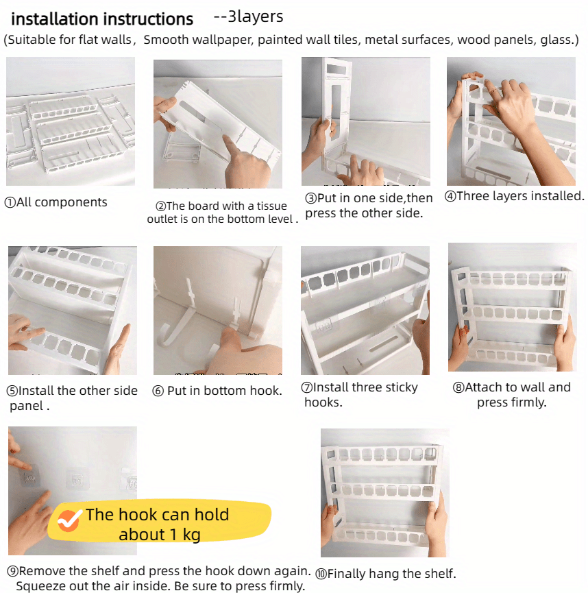 Plastic Wall Mounted Storage Rack 2/3 layer Floating Storage - Temu