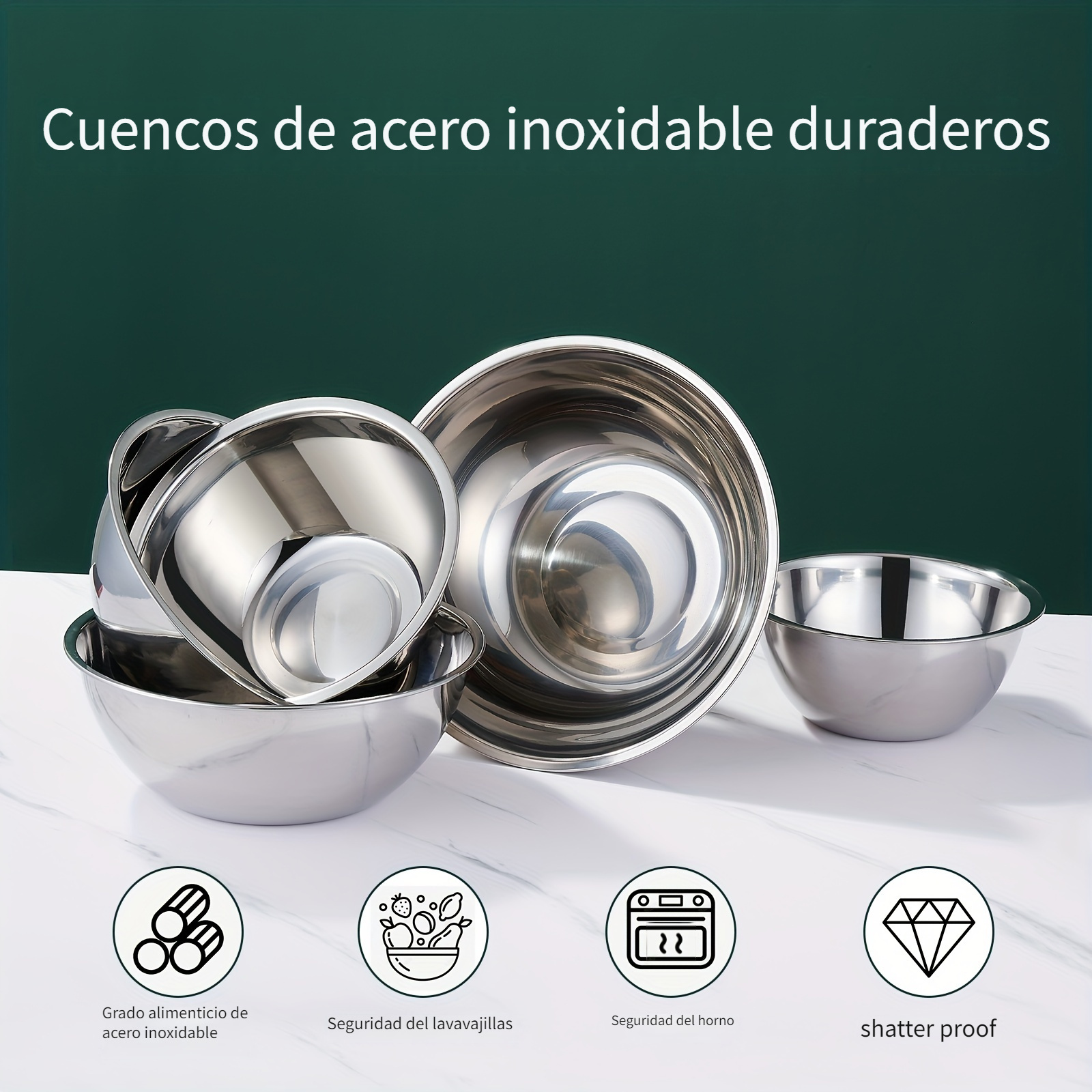 3pcs, Conjunto De Tazones Para Mezclar, Tazones De Acero Inoxidable 304 Para  Ensaladas, Para Almacenamiento De Alimentos, Preparación De Comidas,  Conservación De Alimentos Y Más, Gadgets De Cocina, Accesorios De Cocina -  Temu