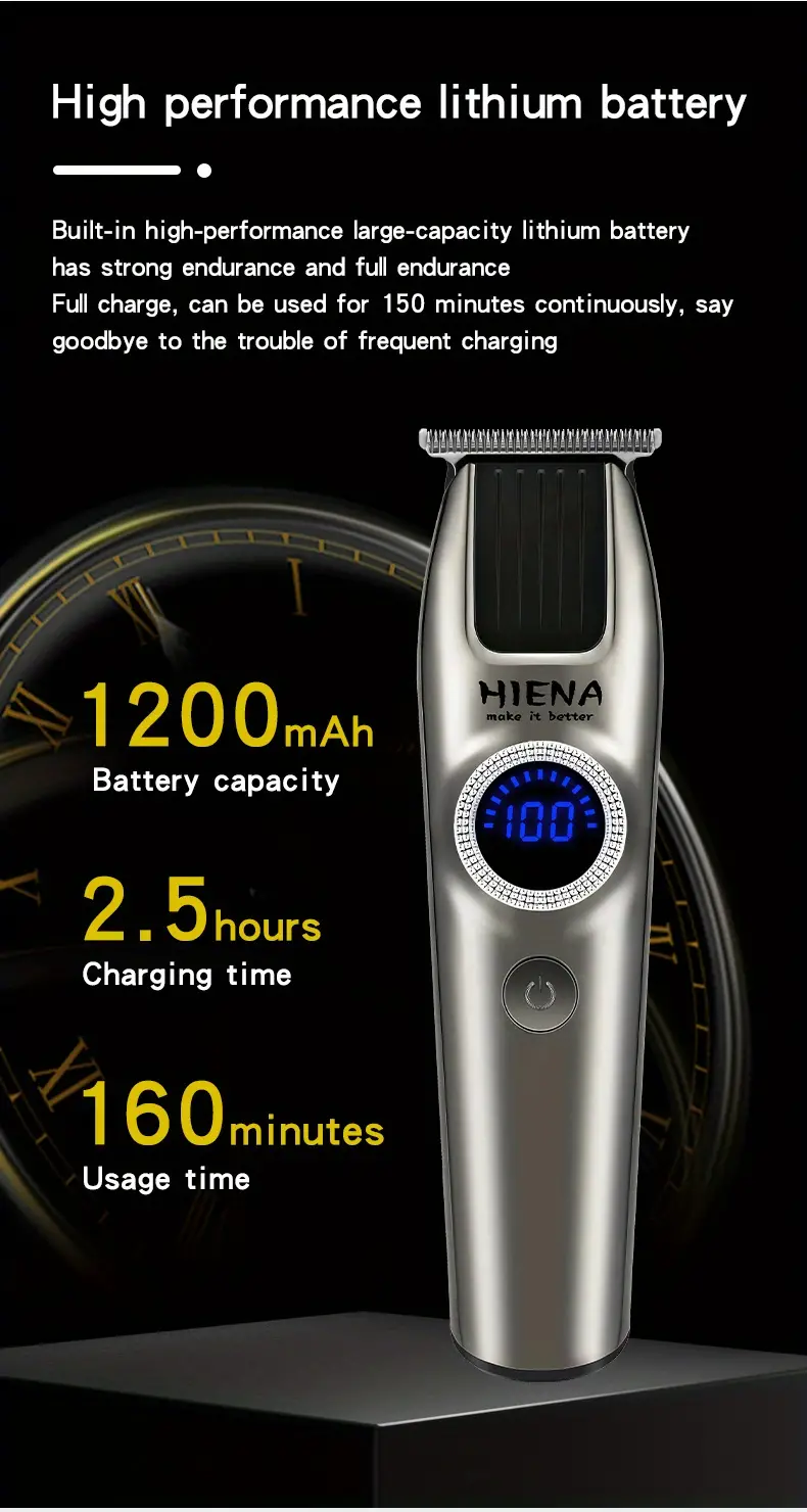 electric hair clipper with digital display rechargeable electric pusher waterproof hair trimmer beard trimer grooming kit details 7
