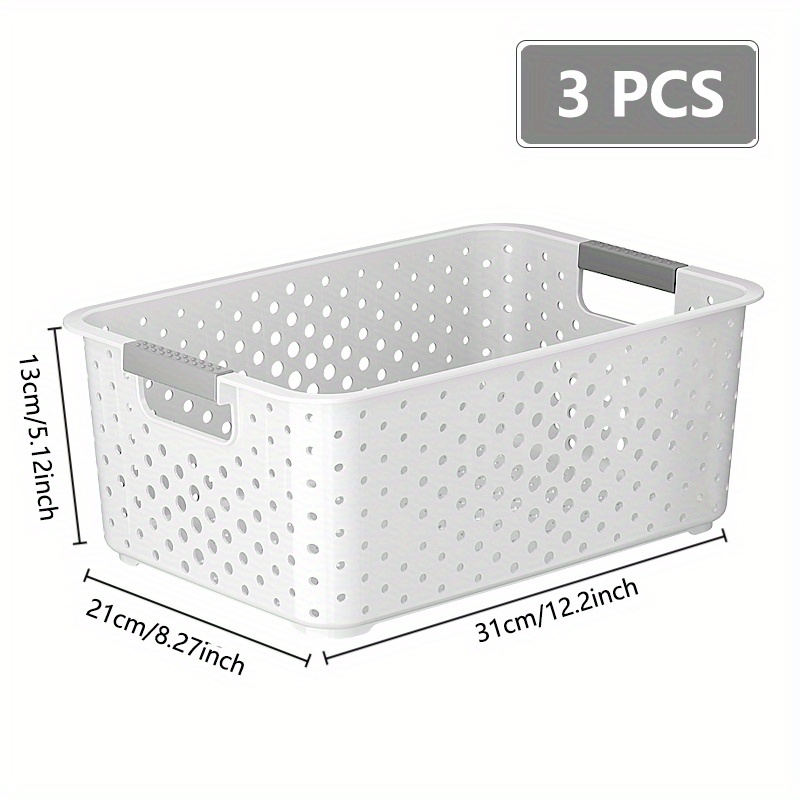 2pcs Plastic Storage Basket, Plastic Baskets For Organizing, Plastic Basket  With Handle, Closet Storage Baskets For Shelves, Home Organization And Sto