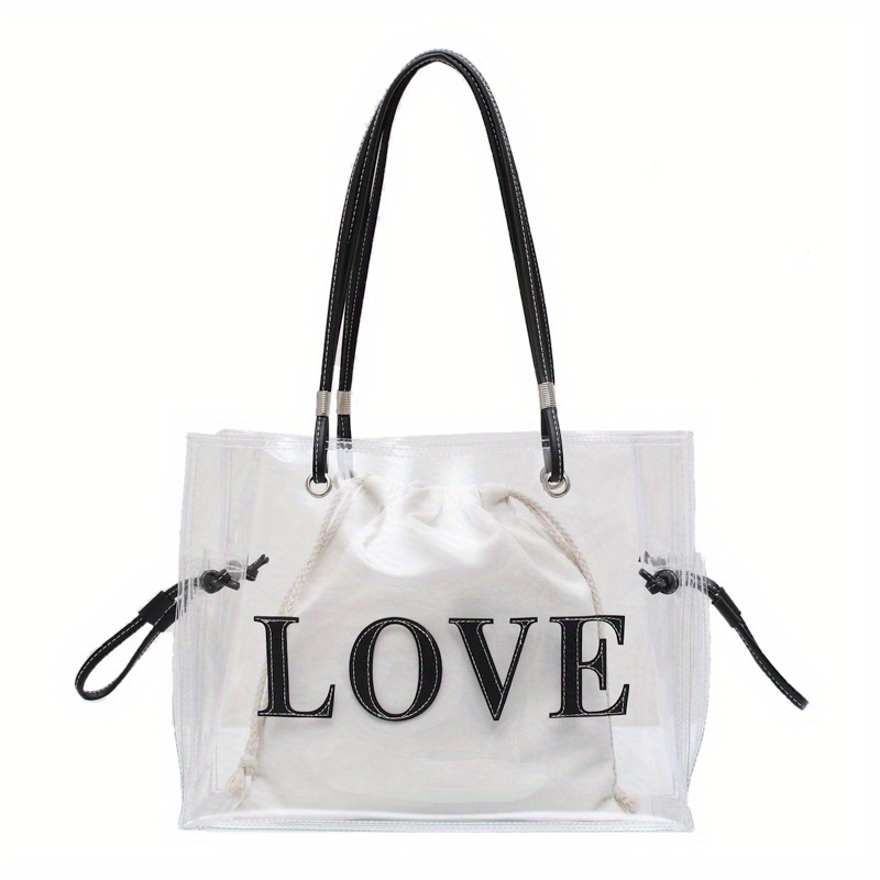 Fashion Large Capacity Clear Tote Bag Pvc Lightweight Shoulder Bag Casual  Practical Commuter Bag - Bags & Luggage - Temu Germany