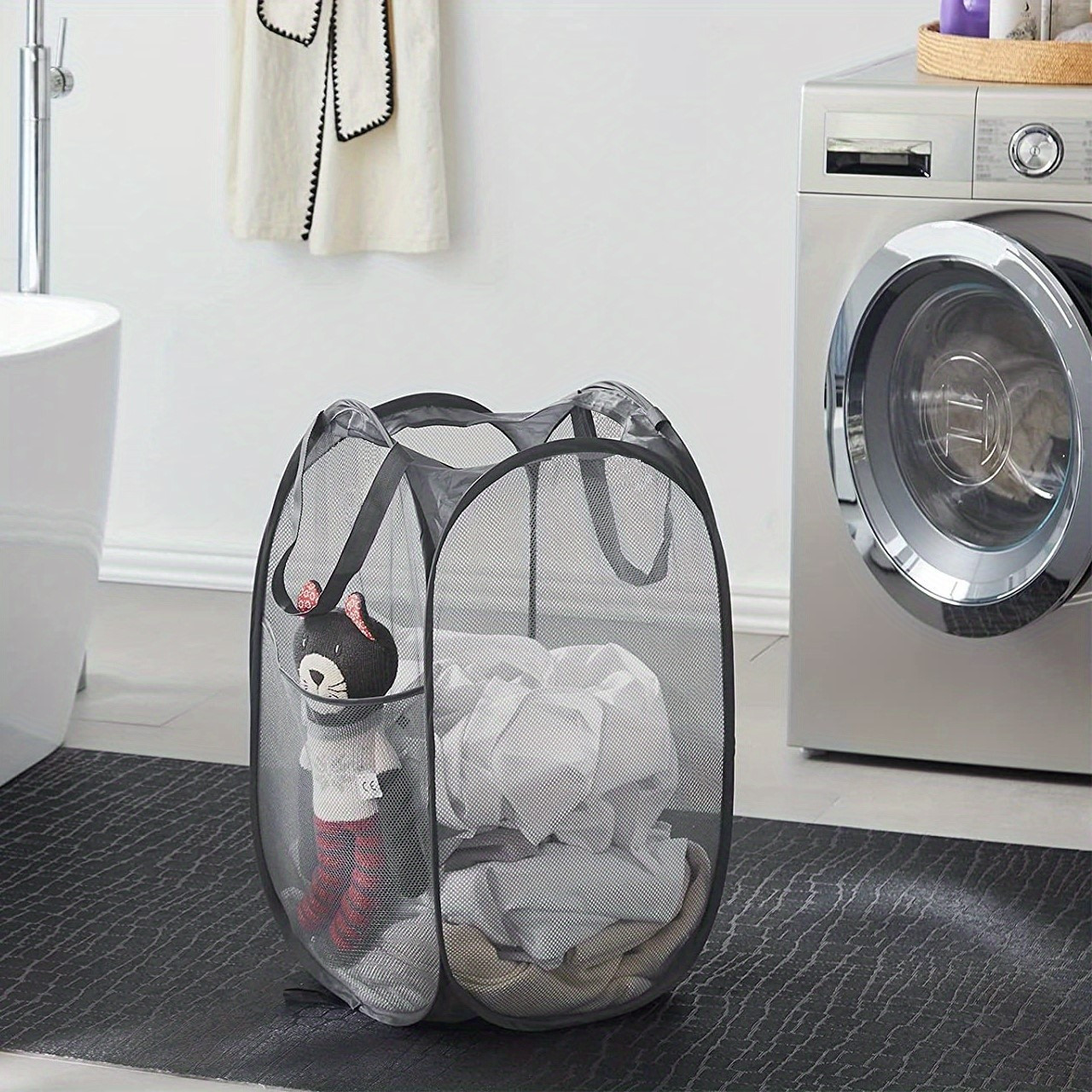 Durable Collapsible Laundry Basket Mesh Pop Up Laundry - Temu