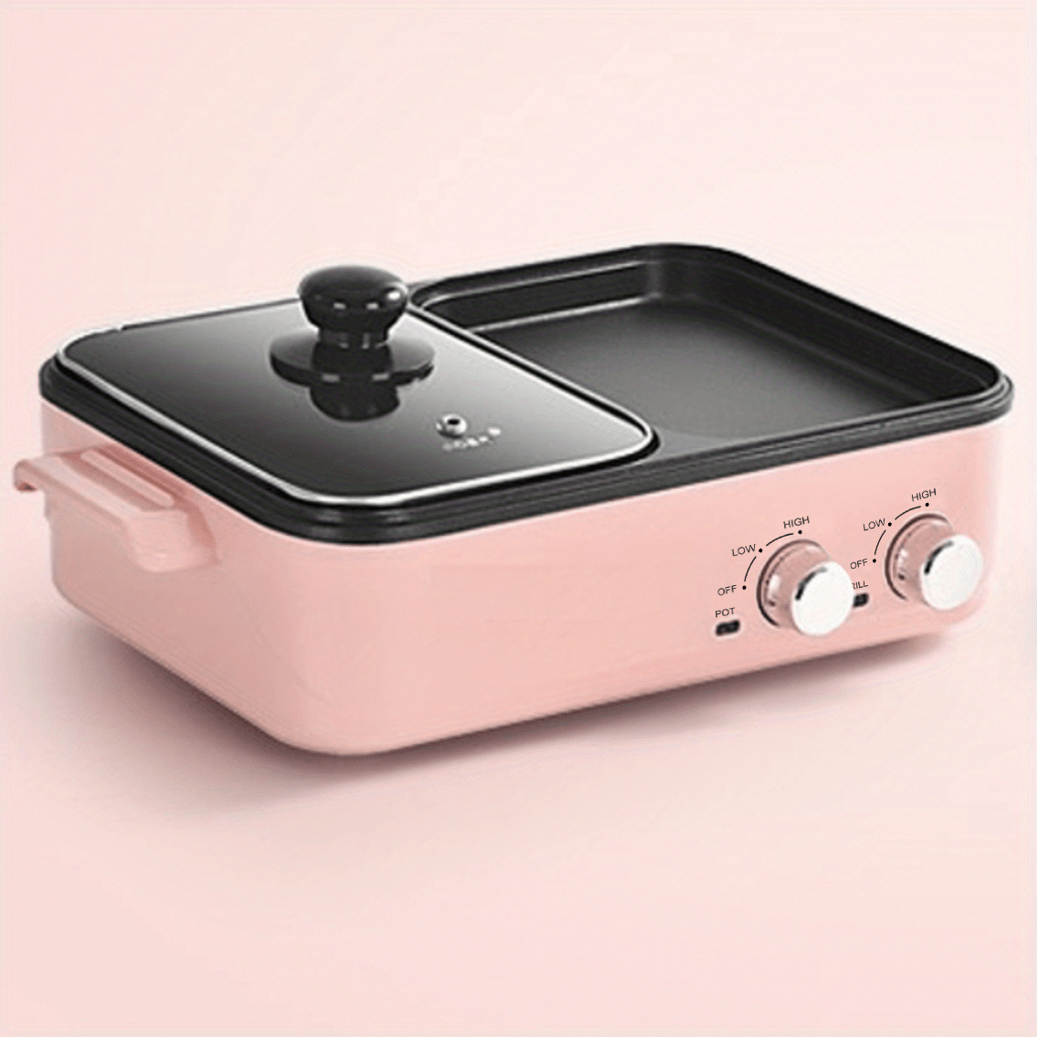 US Plug Multi Functional Household 2-in-1Electric Oven, Hot Pot Barbecue  Pan And Hot Pot, Multi-function Teppanyaki Barbecue Pan Twist Temperature  Con
