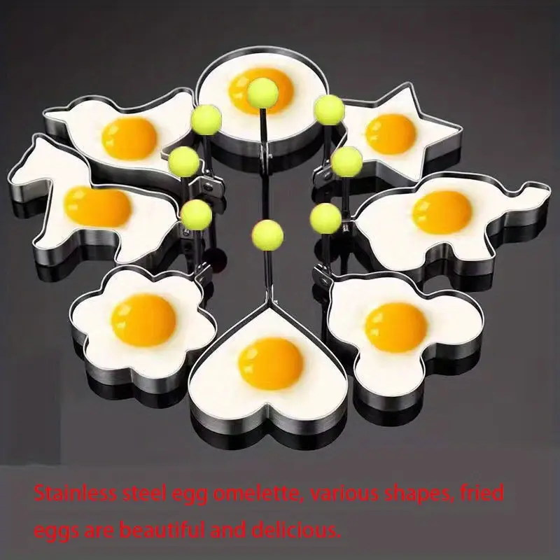 10pcs stainless steel fried egg ring pancake shaper omelette mold mould frying egg cooking tools kitchen accessories gadgets details 6
