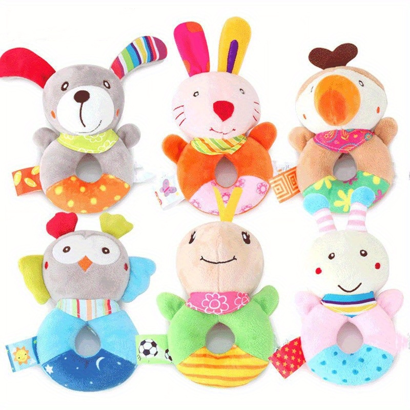 cute cartoon animal hand rattle round hand rattle baby toy baby hand rattle plush toy details 10