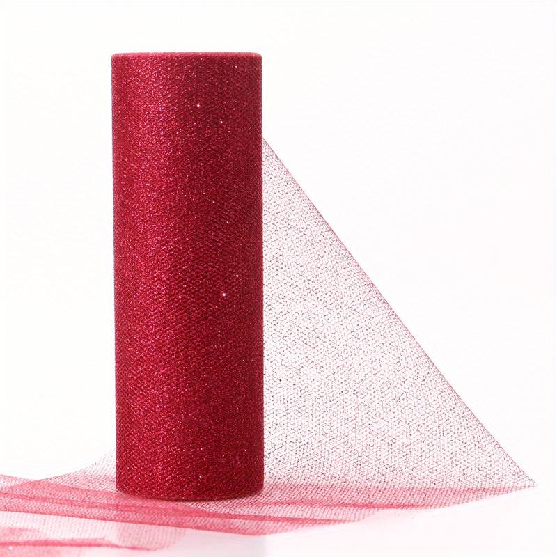 Rotolo Tulle Con Glitter Rosso – 15cm X 9m, Per Tutù, Decorazioni Matrimonio E Fai Da Te