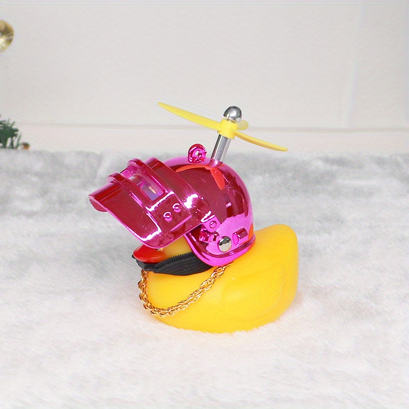 Gummi Ente Spielzeug Auto Ornamente Gelbe Ente Auto Armaturenbrett  Dekorationen Squeeze Duck Fahrrad hupen mit Propeller Helm2Stücke-005