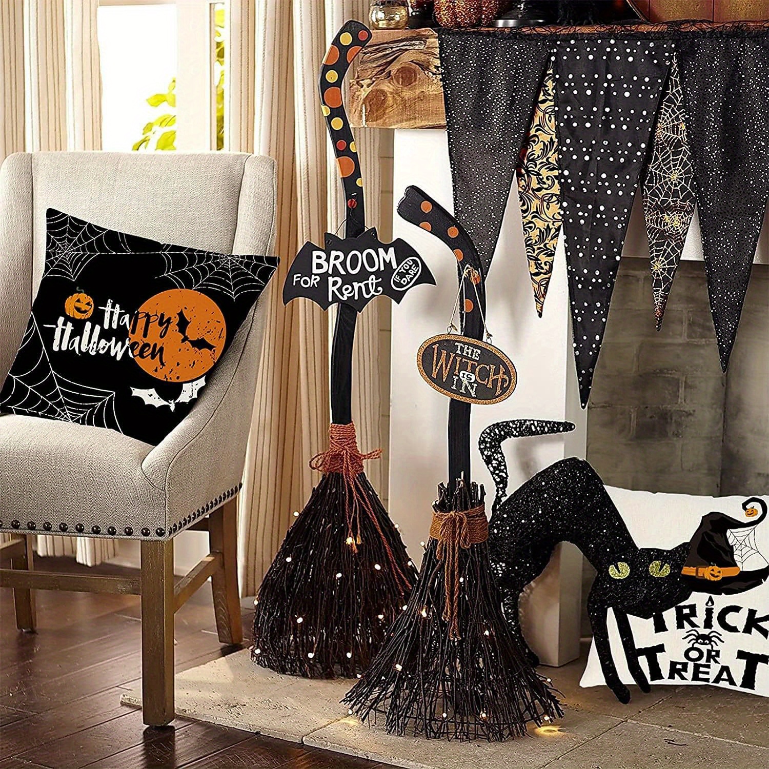 4pcs Halloween Decorations Throw Pillow Covers 16x16 Inches 18x18 ...
