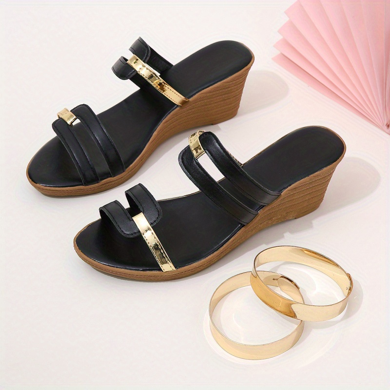womens colorblock platform sandals slip on soft sole casual wedge slides versatile summer daily slides details 12