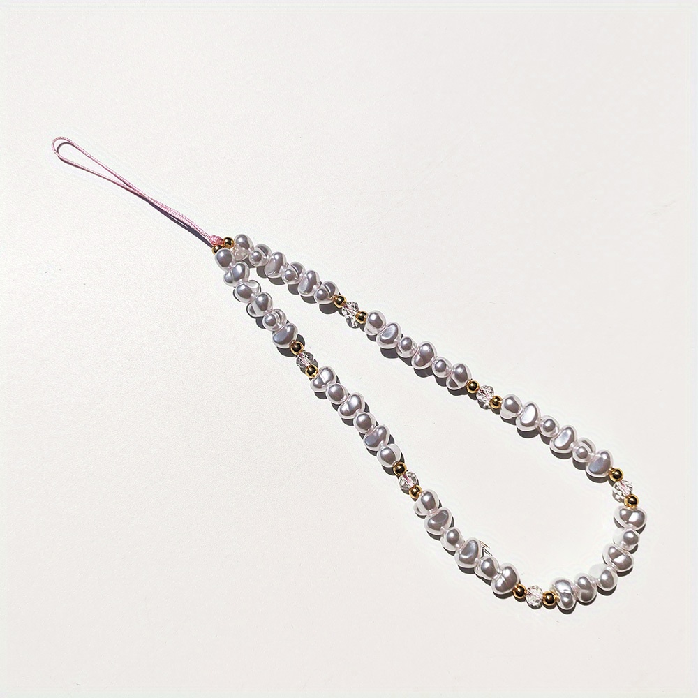 Fashion Pearl Mobile Phone Chain Handmade Crystal Beads Phone Strap For Women
