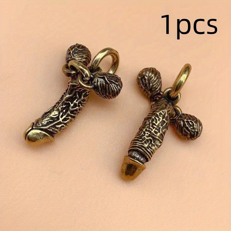 1pc 2 Styles Simulation Penis Design Copper Small Pendants For Keychain DIY  Jewelry Making Supplies
