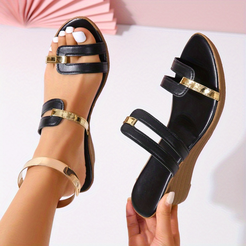 womens colorblock platform sandals slip on soft sole casual wedge slides versatile summer daily slides details 9