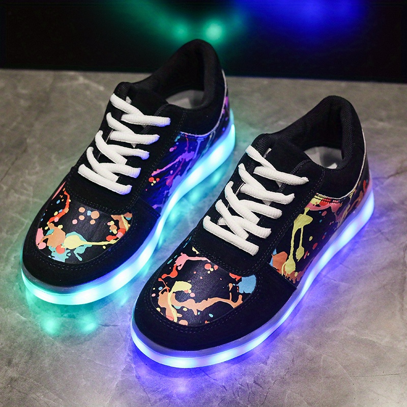 Casual High Top Skateboard Shoes With Usb Charging Light And - Temu