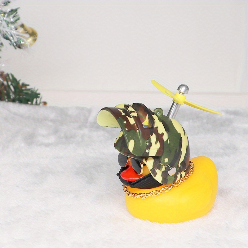 2 PackGummi Ente Spielzeug Ornamente Gelbe Ente Auto Armaturenbrett  Dekorationen Squeeze Ente Fahrrad Hupen Propeller Helm