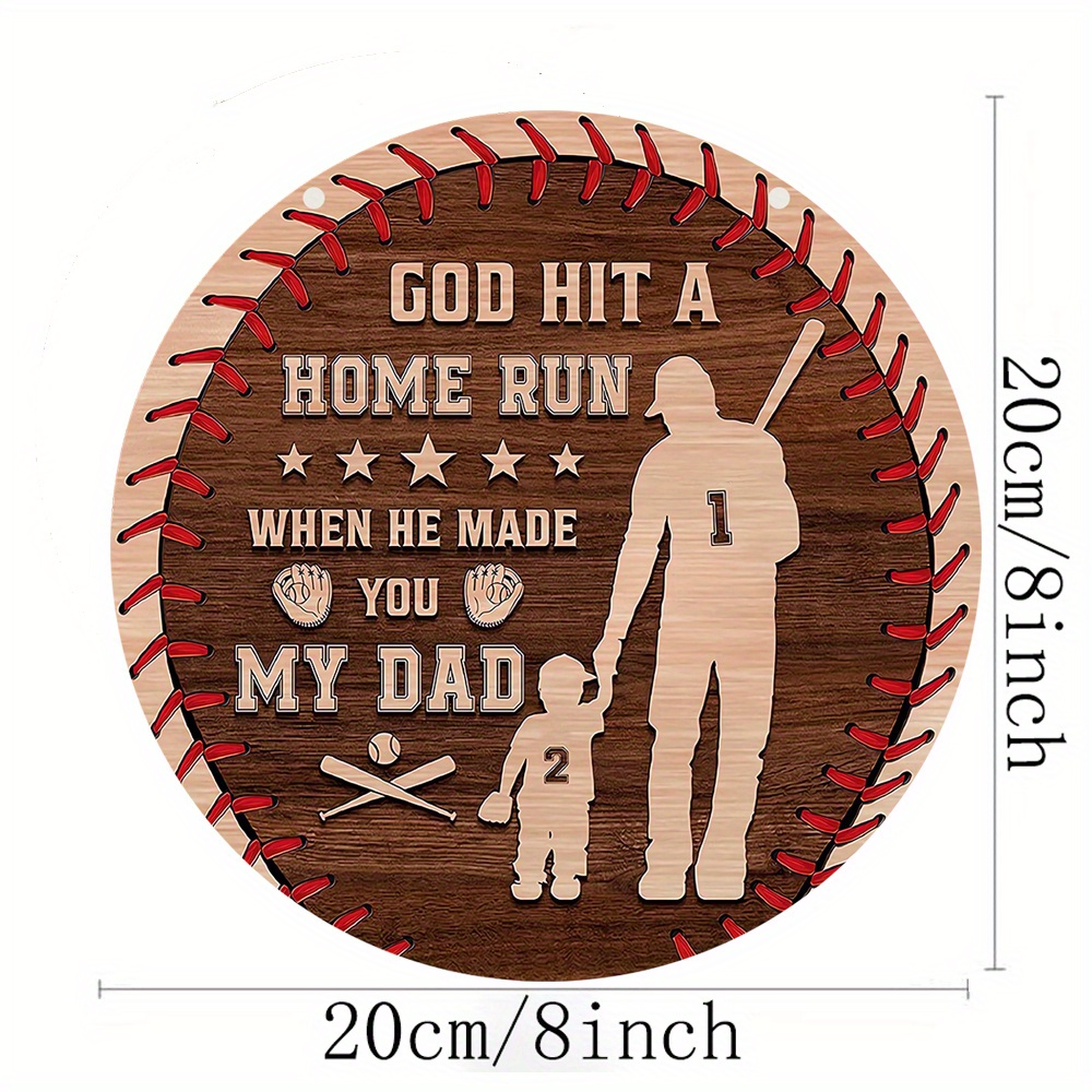 1pc god hit a home run when he made you my dad wooden sign baseball wooden sign gift for fathers day gift for baseball lovers 8 8inch room decoration aesthetic room decor bedroom decor home decoration house decor details 1