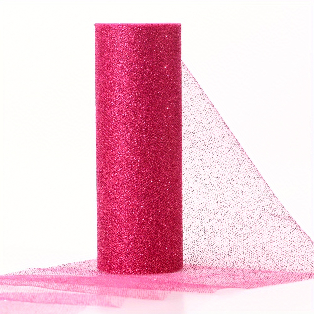 Wholesale Glitter Sparkle on Tulle Fabric Pink 150 yard roll