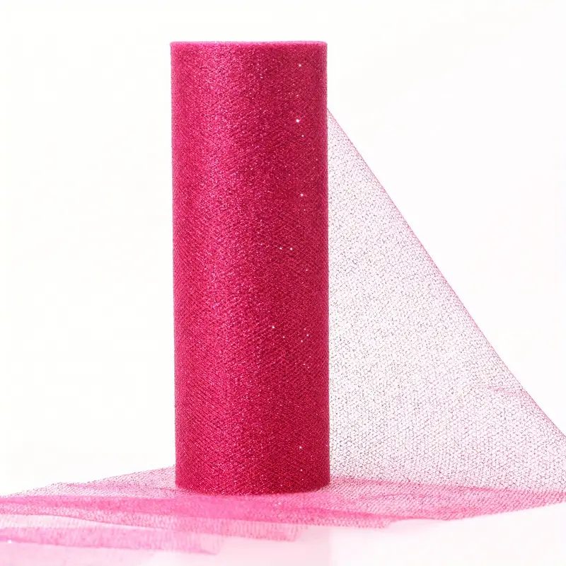 Wholesale Glitter Sparkle on Tulle Fabric Candy Pink 150 yard roll