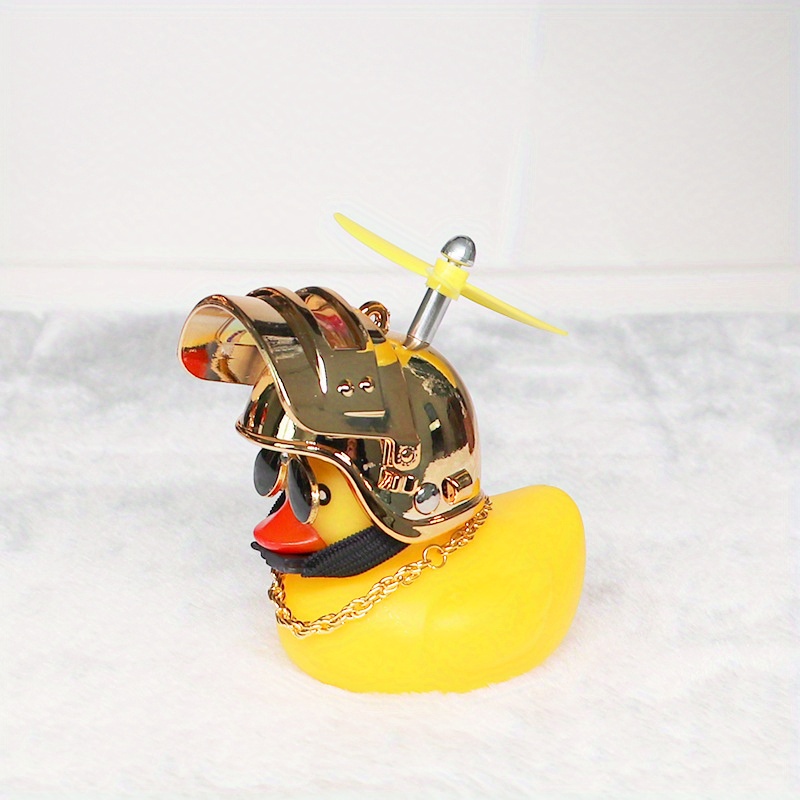 Gummi Ente Spielzeug Auto Ornamente Gelbe Ente Auto Armaturenbrett  Dekorationen Squeeze Duck Fahrrad hupen mit Propeller Helm2Stücke-005