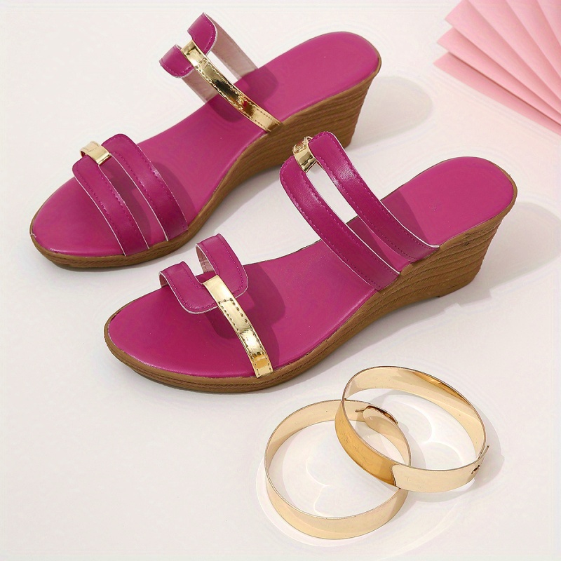 womens colorblock platform sandals slip on soft sole casual wedge slides versatile summer daily slides details 15