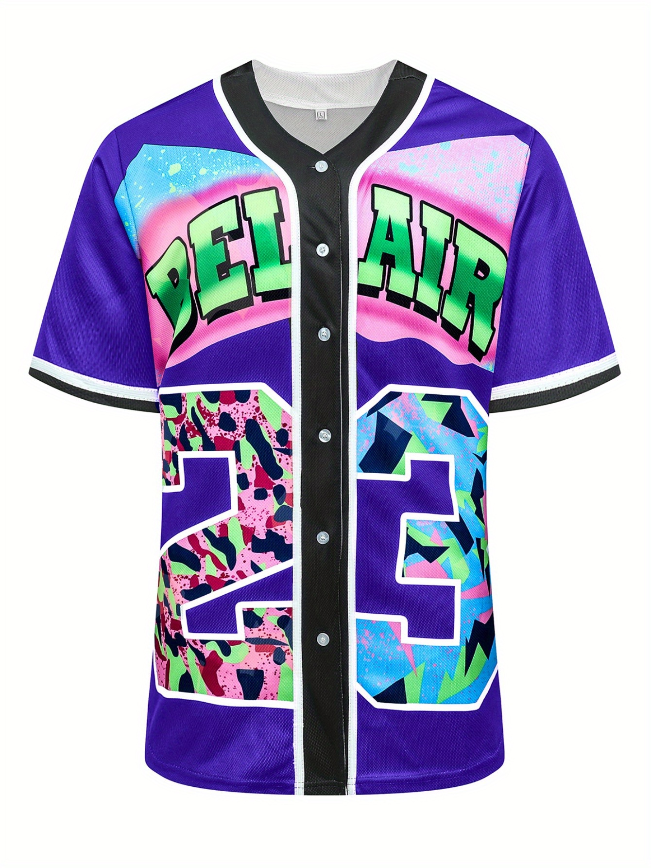 Women's Retro Purple 23 Baseball Jersey, Hip Hop 90s Outfit