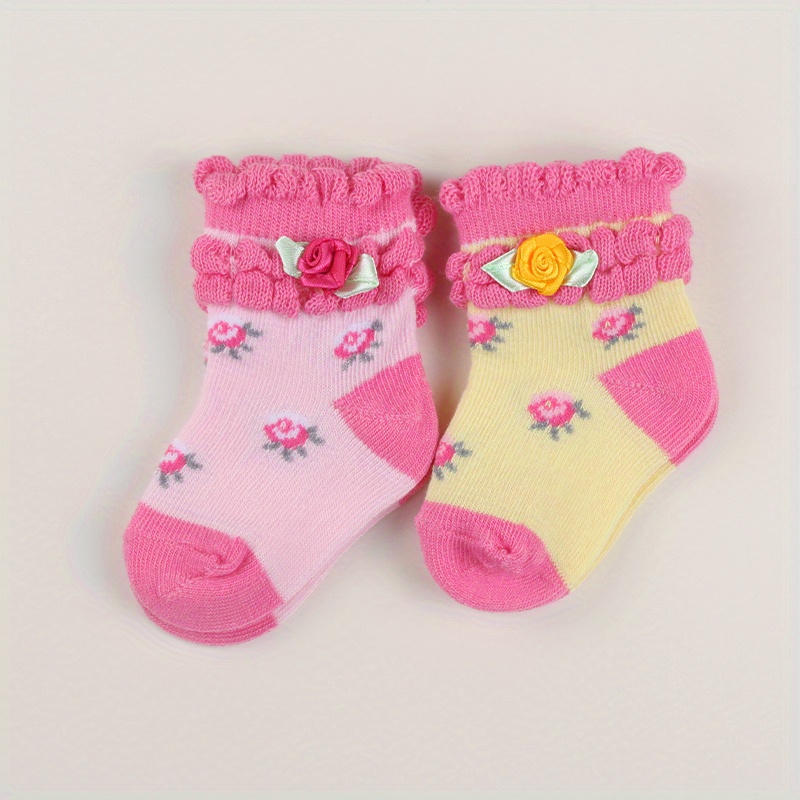 0 3 Months Baby Girl Socks Cartoon Flower Decoration Cute - Temu