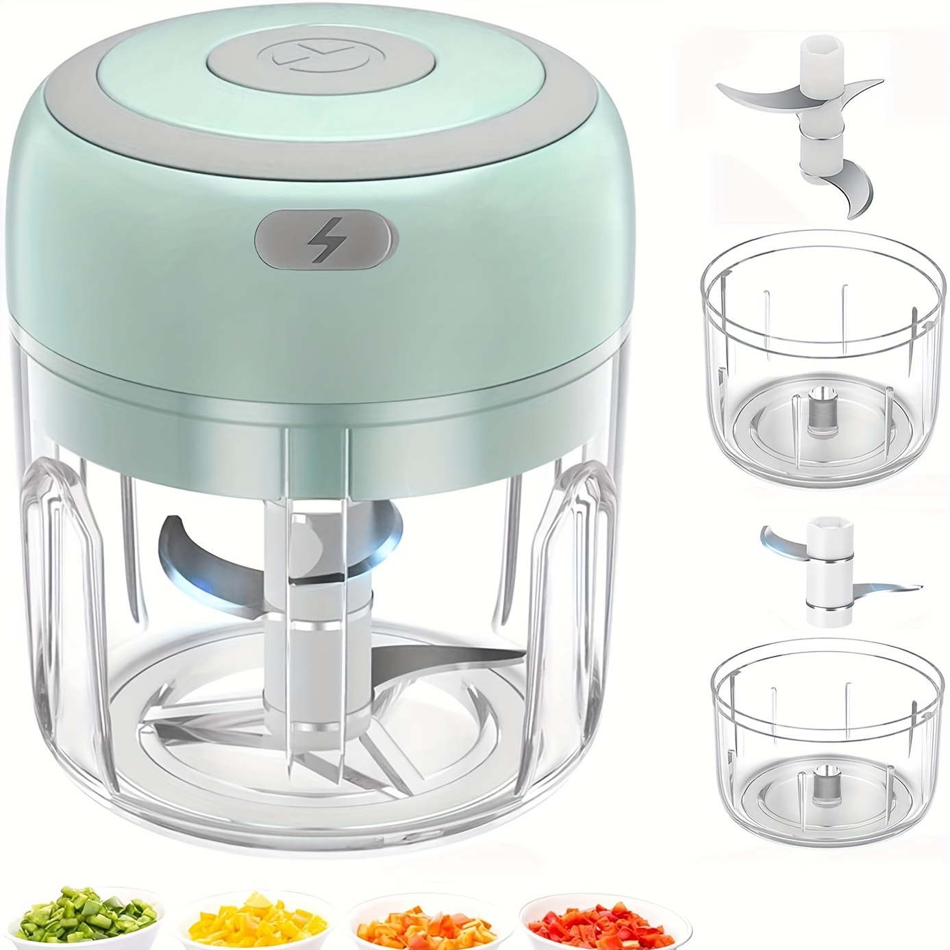 Electric Vegetable Slicer, Wireless Food Processor, 3 Functions,  Rechargeable Food Processor, Electric Mini Garlic Shredder - Powerful Meat  Grinder And Vegetable Crusher For Quick And Easy Preparation Of Food - Temu