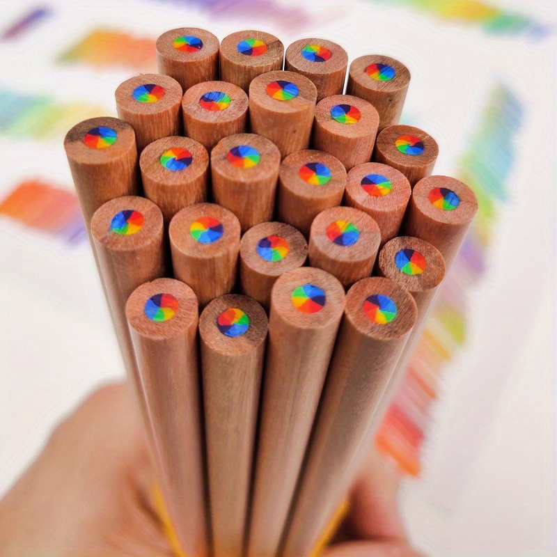 Cute Four Color Concentric Rainbow Pencils Students Drawing - Temu