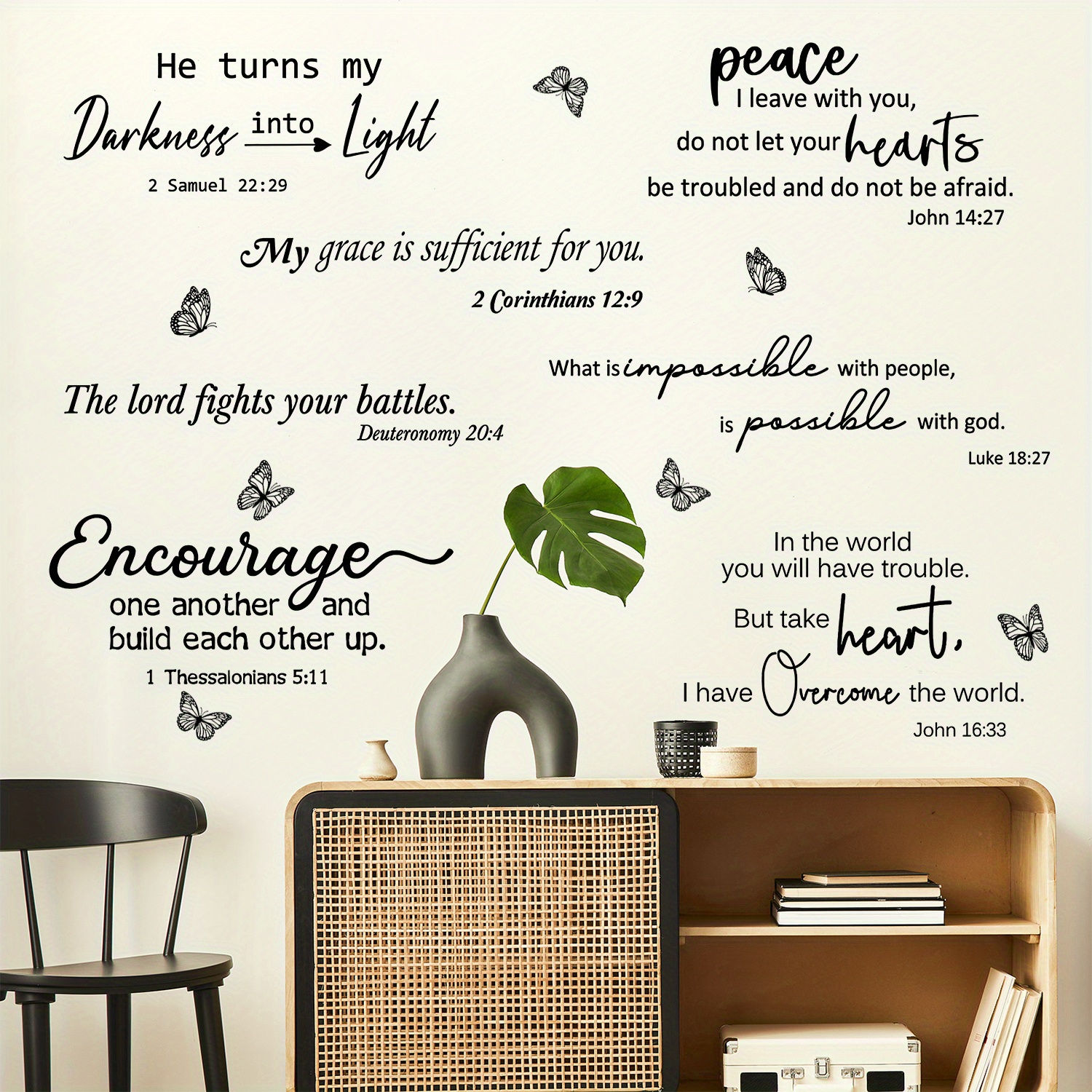 Bible Verse With Butterfly Wall Stickers Inspirational Quote - Temu