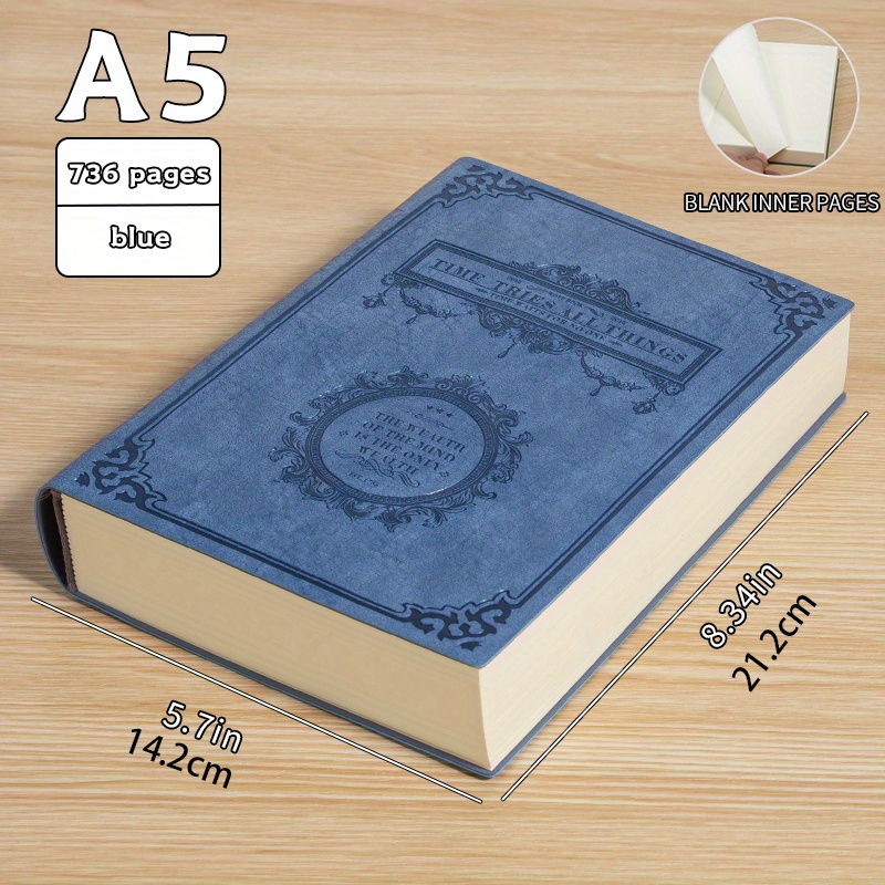 736 Pages Artificial Pu Leather Hardcover Notebook Extra - Temu