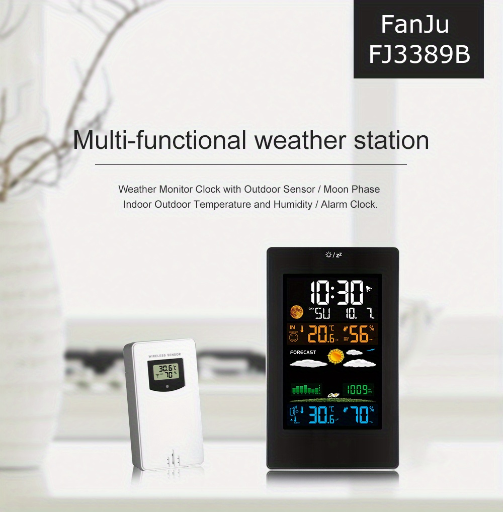 Multi-Function Indoor Outdoor Thermometer Wireless with Alarm