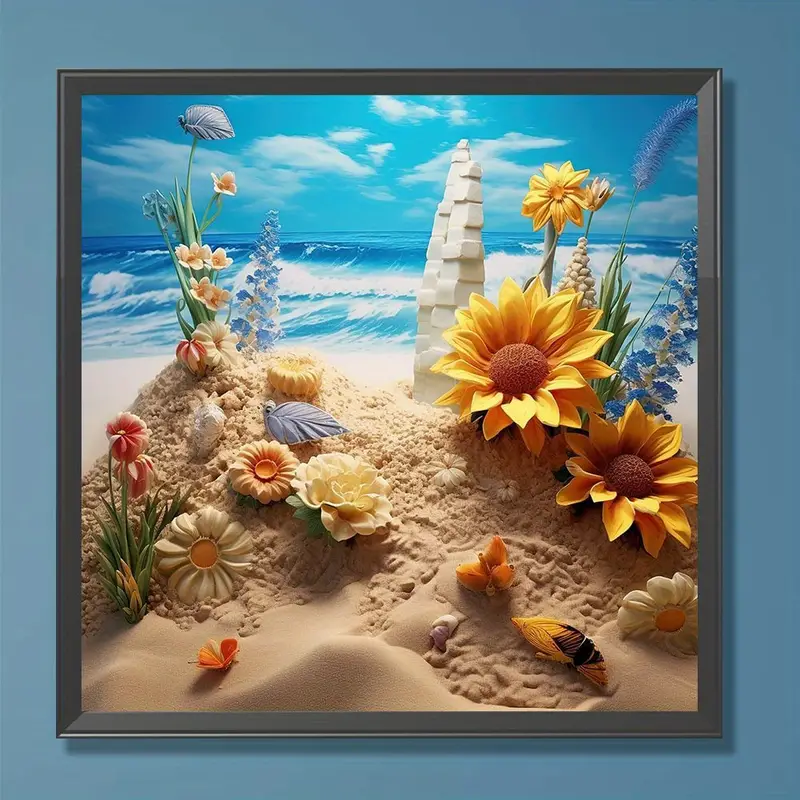 5d Diy Diamond Painting For Adults And Beginners Beach - Temu
