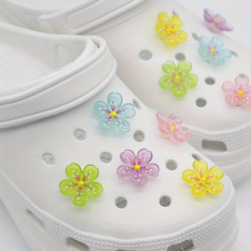 10/20Pcs Cute Luminous Sakura Flower Shoe Charms For Crocs, Shoes  Accessories For Kids Women Girls, Crocs Sandals Decoration