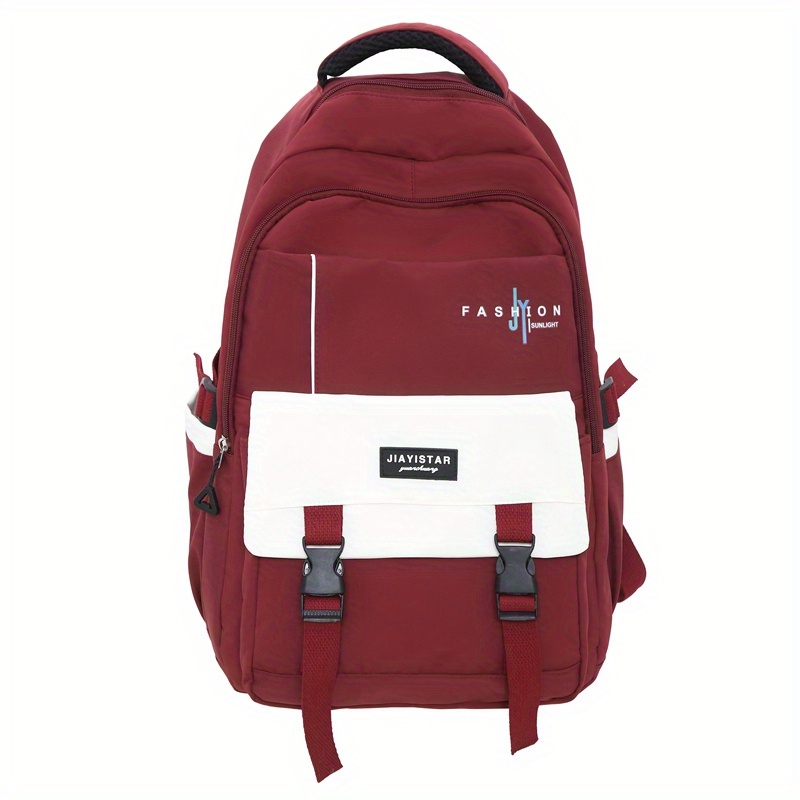 colorblock nylon school backpack aesthetic travel bookbag preppy style school bag for students