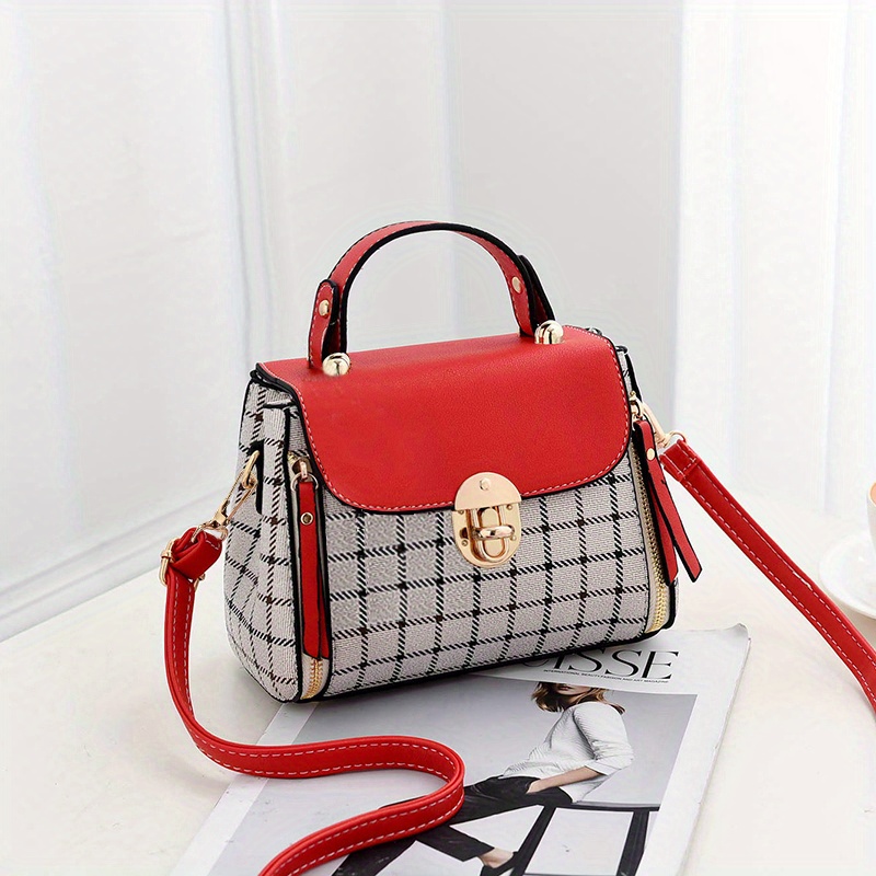Fashion Quilted Crossbody Shoulder Bag Women PU Leather Plaid Flap