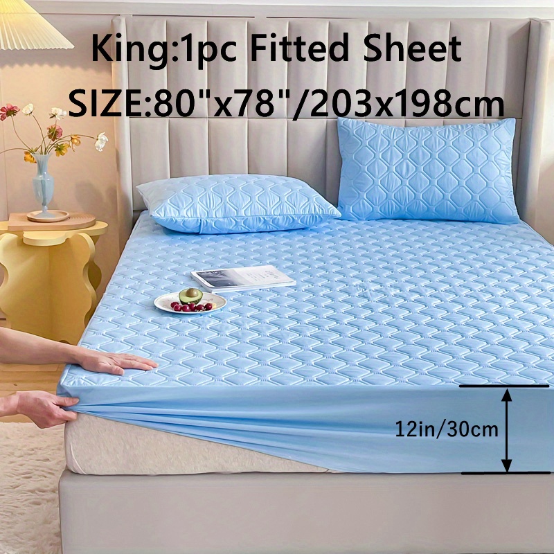 Blue Bedding Set Waterproof Fitted Sheet Mattress Protector - Temu