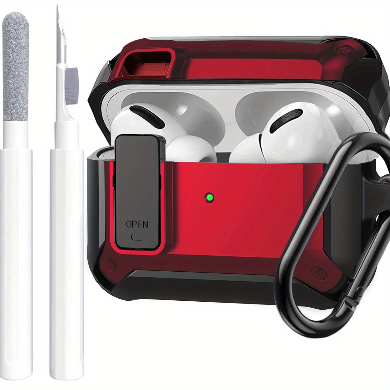 Boîtier AirPods 1ère / 2ème génération, tracteur rouge sur motif  dimpression, couvercle de protection en TPU avec porte-clés. -  France