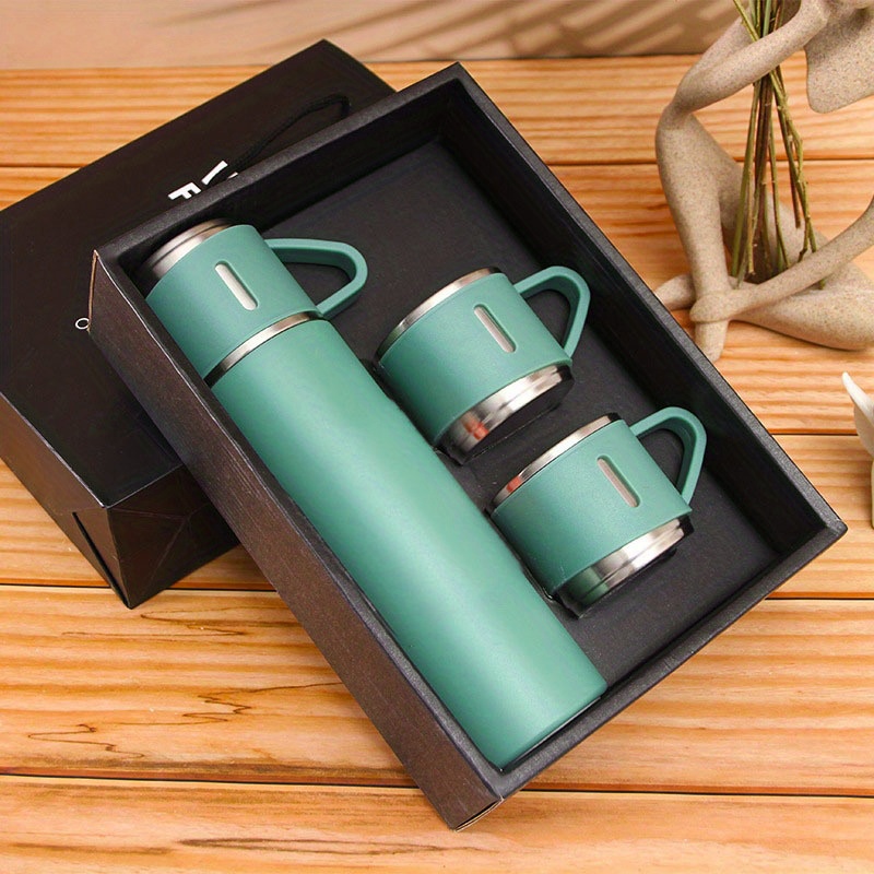 Stainless Steel Thermos Coffee Tumbler 500ml/16.9oz Set With 2 Extra Cups  For Coffee Vacuum Flask Gift Set - Buy Stainless Steel Thermos Coffee  Tumbler 500ml/16.9oz Set With 2 Extra Cups For Coffee