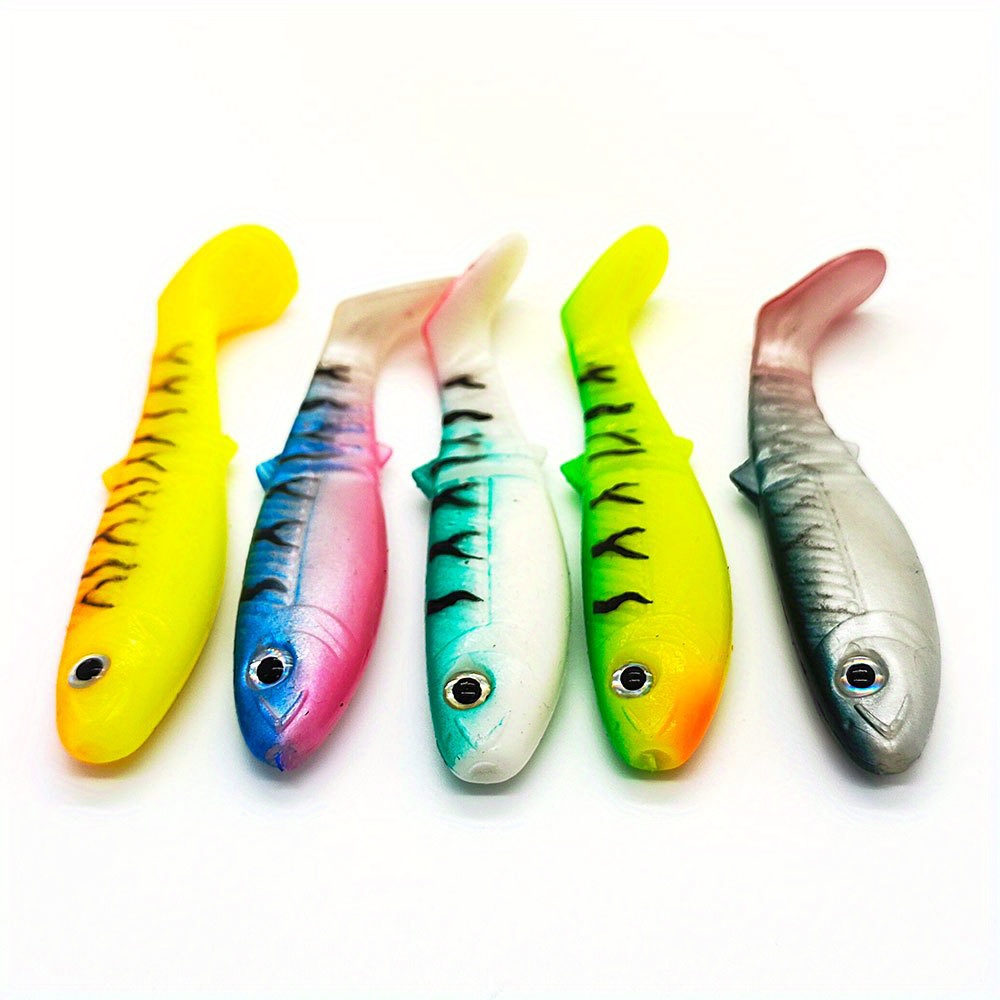 5pcs 9cm/5.8g Simulation Fish Bait, Sea Fishing Lure, Spray Paint 3D Fish  Eye Soft Bait, Mixed Color Set