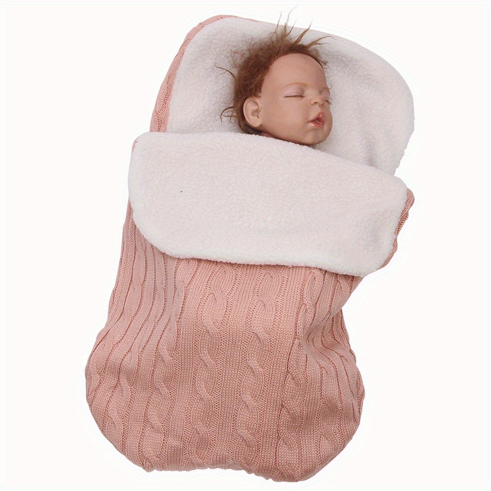 Baby Plus Velvet Sleeping Bag, Thick Knitted Warm Bag
