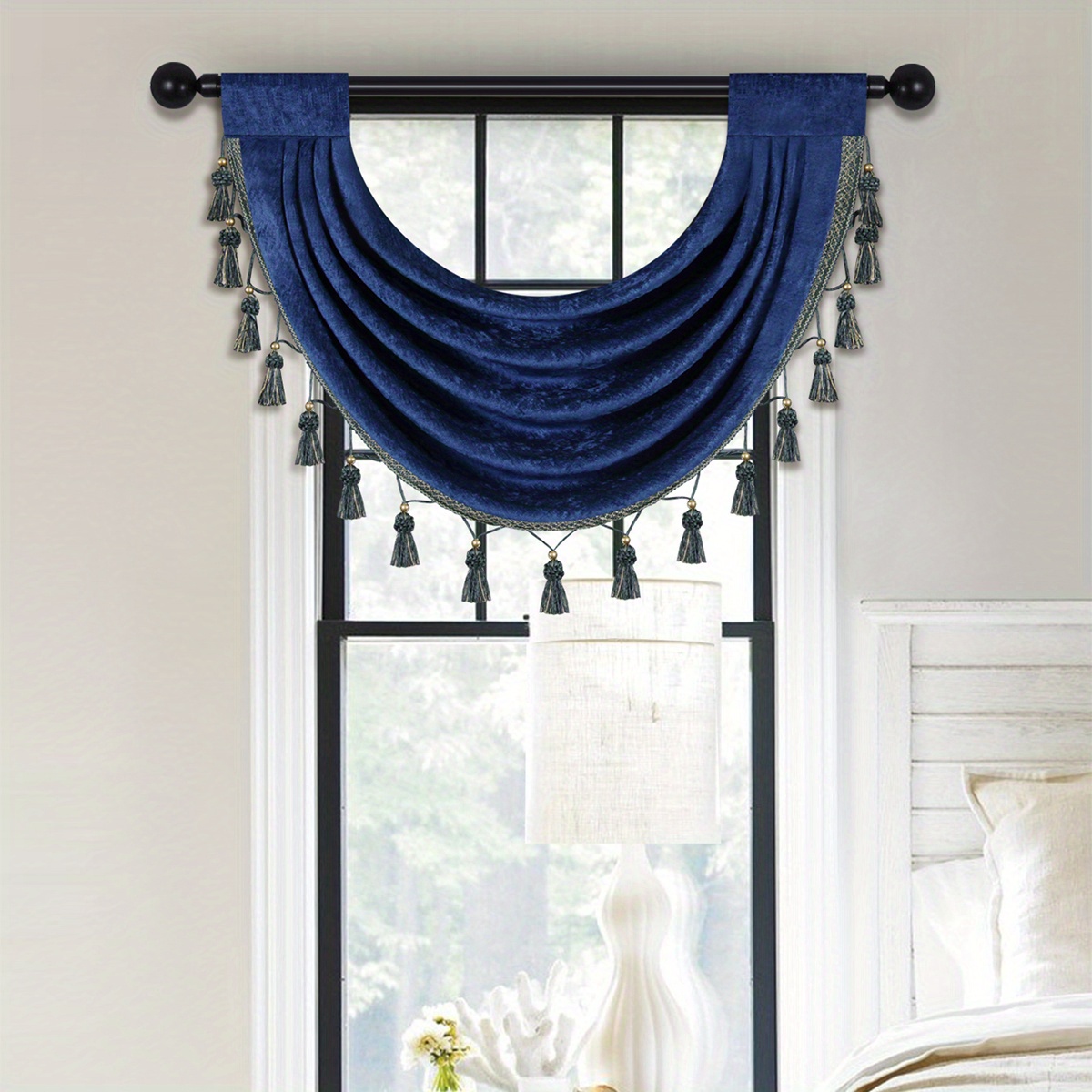 Buy Thick Chenille Window Curtains Valance for Living Room Peacock Blue  Waterfall Valance for Bedroom,Rod Pocket,1 Panel (Peacock Blue, W89) Online  at Low Prices in India 