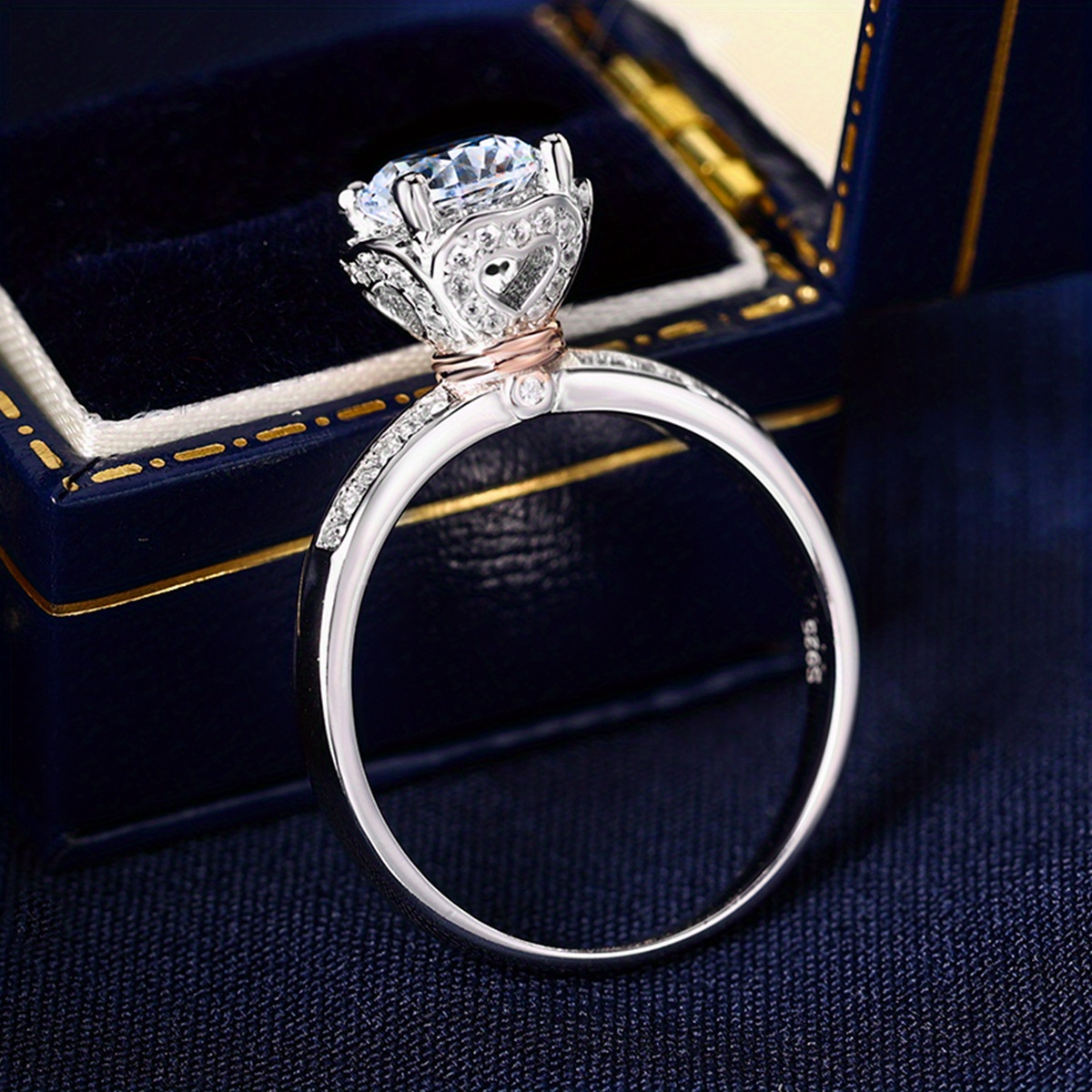 925 silver moissanite   925 sterling silver   proposal ring with moissanite certificate exquisite packaging box details 3