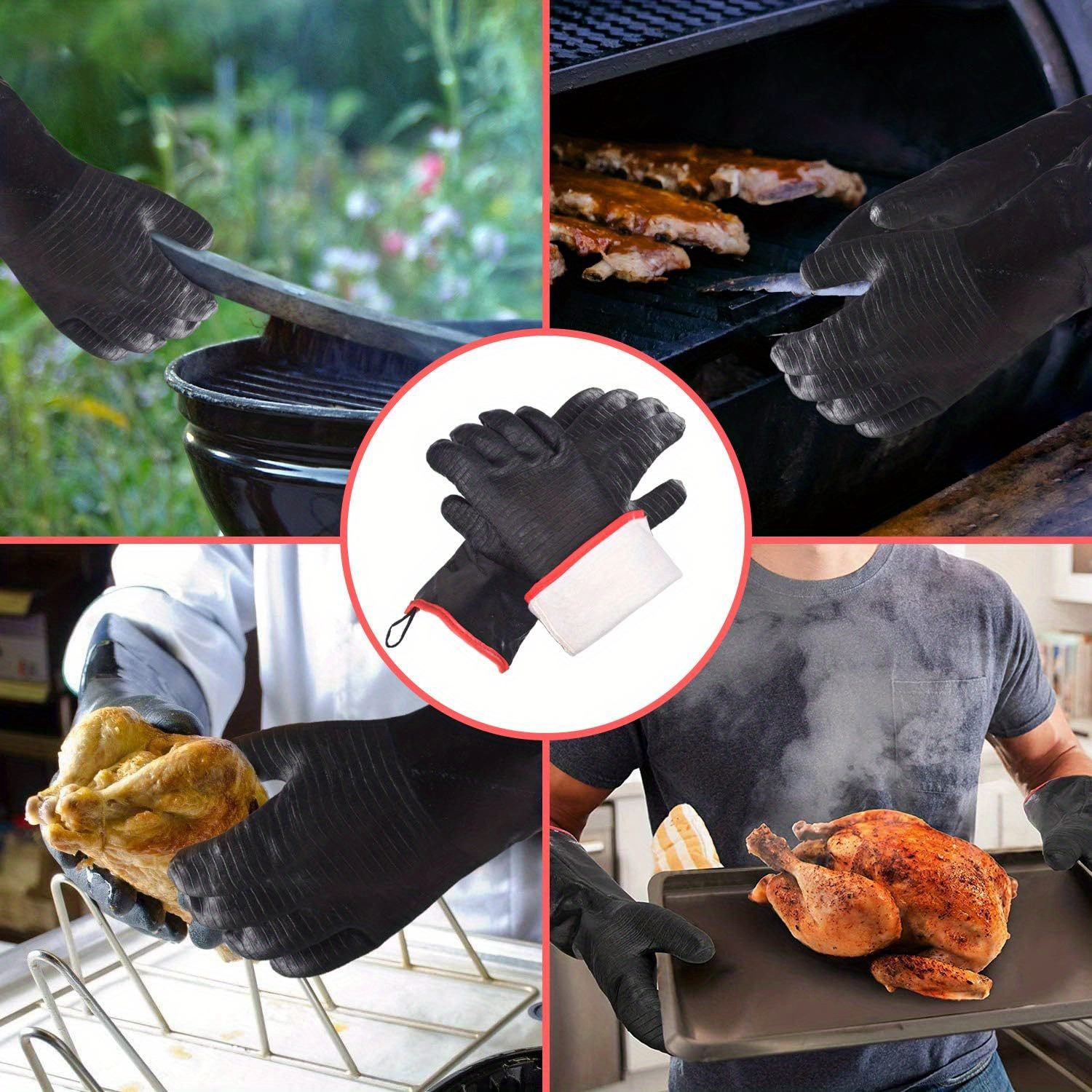 Schwer Grill BBQ Gloves 932℉ Heat Resistant Cooking Barbecue Gloves  Waterproof Grilling Gloves for Turkey Fryer, Baking, Oven, Oil Resistant  Neoprene