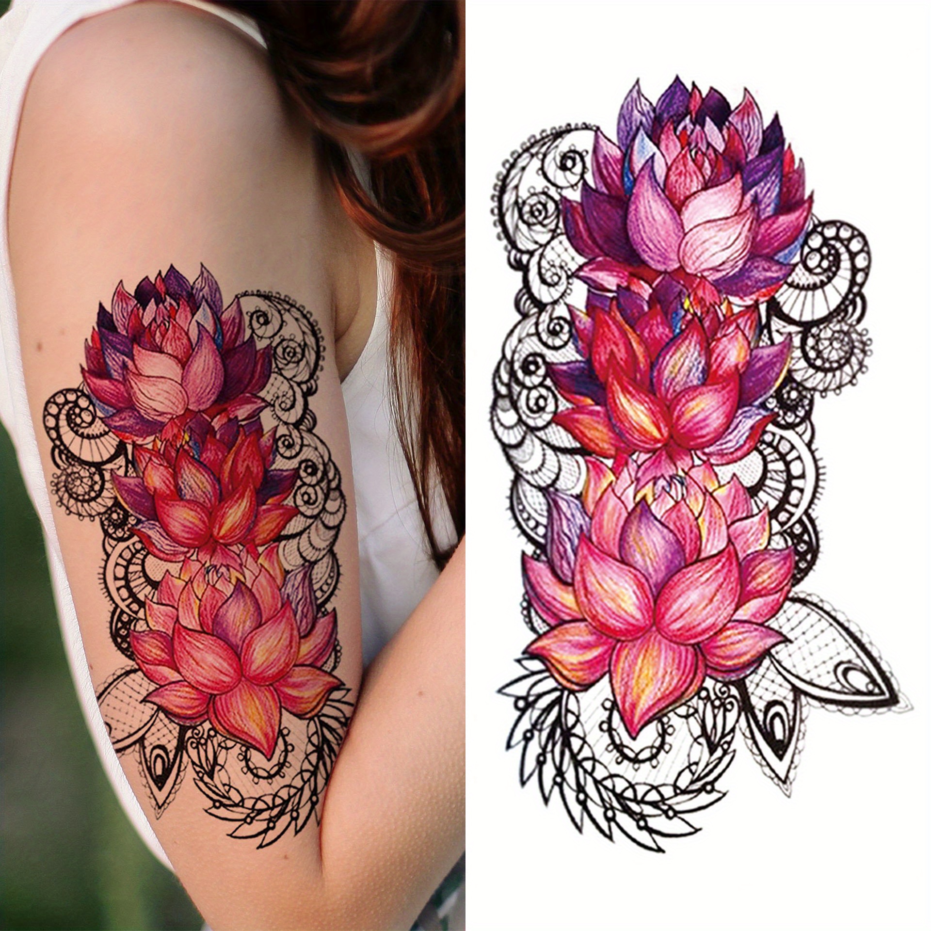 Adesivi Tatuaggi Temporanei Fiori Colorati Autoadesivo - Temu Switzerland